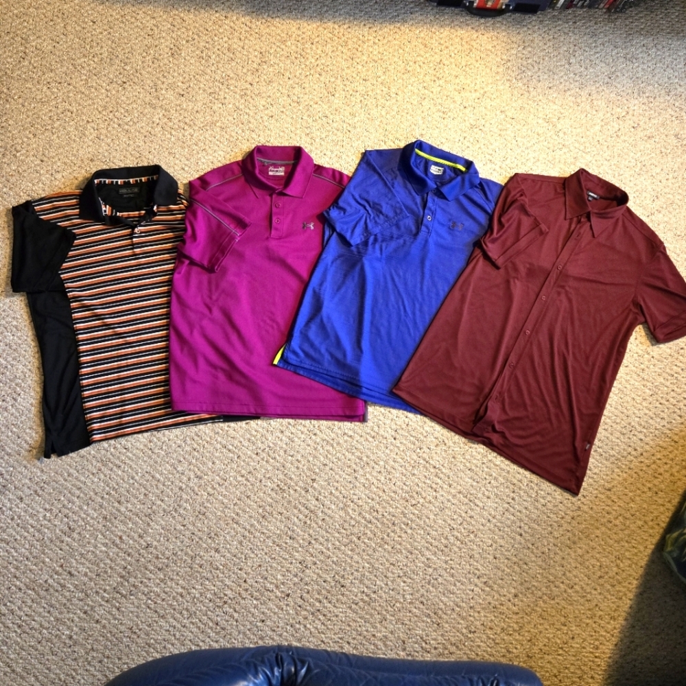 Mens Polo Shirt Bundle 1 XL Hollas, 2 L Under Armour 1 XXL Mexx = 4 shirts